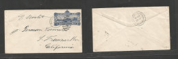 Usa - Hawaii. 1893 (8 June) Honolulu - USA, S. Fco, CA (18 June) 5c Intense Blue Stationary Envelope, Cancelled Cds Gril - Other & Unclassified