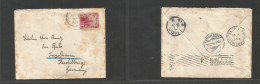 Usa - Hawaii. 1896 (19 Nov) Honolulu - Germany, Heidelberg (13 Dec) 5c Red Fkd Env Via S. Fco - NY. - Other & Unclassified