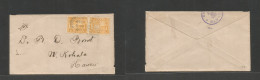 Usa - Hawaii. 1897 (27 Apr) Honolulu - Kohala (28 Apr) Local Multifkd Envelope 1c Yellow Long Pair, Tied Cds Grill + Arr - Altri & Non Classificati