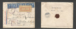Venezuela. 1907 (6 May) Hacienda Mariana - Germany, Berlin (28 May) Via Paris (27 May) Registered Mutlifkd Envelope 25c - Venezuela