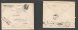 Venezuela. 1926 (Aug) Caracas - Norway, Oslo (6 Sept) Registered  Comercial Single 1 Bolivar Black Stamp Fkd Envelope, C - Venezuela