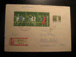 FORST 1974 Handball World Championship Balonmano Stamps On Registered Cover Tauschsendung ZKPH Label DDR GERMANY - Pallamano