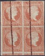 Cuba 1855 Sc 4 Ed 3 Block Used Pen Cancels - Cuba (1874-1898)