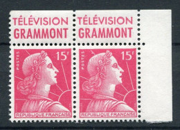 !!! 15 F MARIANNE DE MULLER PAIRE AVEC BANDE PUB GRAMMONT NEUVE ** - Unused Stamps