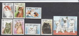 Kampuchea 1988 - Cats, Mi-Nr. 930/36+Bl. 158, MNH** - Kampuchea