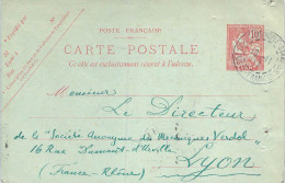 Entier Postal Levant Français 10c. Mouchon Retouché Obl. Constantinople Stamboul 18-11-11 Pour Lyon - Storia Postale