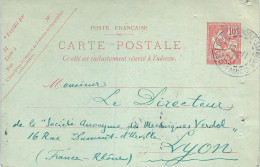 Entier Postal Levant Français 10c. Mouchon Retouché Obl. Constantinople Stamboul 18-11-11 Pour Lyon - Lettres & Documents