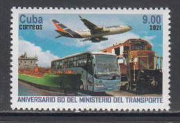 2021 Cuba Ministry Of Transport Trains Aviation Ships Buses Complete Set Of 1 MNH - Ungebraucht