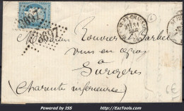 FRANCE N°60A SUR LETTRE GC 3697 ST JUST EN CHAUSSÉE OISE + CAD DU 31/12/1871 - 1871-1875 Ceres