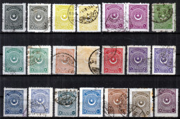 Turkey / Türkei 1923 - 1925 ⁕ Star And Crescent In A Circle ⁕ 21v Used / Shades - Different Perf. - Usati