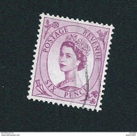 N° 270 Elizabeth II- Filigrane M   Timbre GRANDE BRETAGNE 1952 Stamp Royaume Uni "postage Revenue" Six Pence Courone - Usati