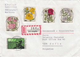 West Berlin 1982 - Roses, Complette Set , Letter Registred From Germany To Sofia/Bulgaria - Brieven En Documenten