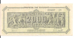 GRECE 2000 DRACHMAI 1944 XF P 133 - Grèce