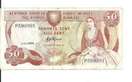 CHYPRE 50 CENTS 1989 VF P 52 - Chipre