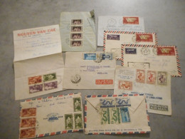 VIET NAM, CAMBODGE, TOP LOT DE 9 ENVELOPPES MARCOPHILIE BANQUES COMMERCIALES TIMBREES ANNEES 50 - Collections (sans Albums)