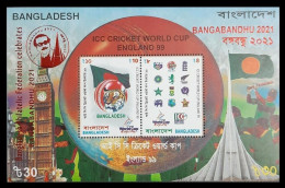 BANGLADESH 2021 SPORTS - ICC CRICKET WORLD CUP ENGLAND 99 OVERPRINTED BANGABANDHU 2021 MINIATURE SHEET MS MNH - Bangladesch