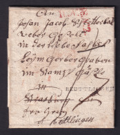 WÜRTTEMBERG 1810 - Brief Von Reuttlingen Nach Strassbourg; Rayonstempel 2 Und 3, Stp. Strassbourg - Vorphilatelie