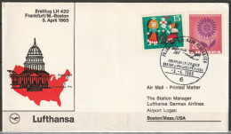 BRD Flugpost /Erstflug Boeing 720B  LH 420 Frankfurt - Boston 3.4.1965 Ankunftstempel 3.4.65 (FP 267 ) - Premiers Vols