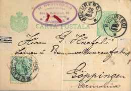 1899 RUMANIA / ROMANIA , ENTERO POSTAL CIRCULADO , BUCAREST - GÖPPINGEN , FR. COMPLEMENTARIO - Briefe U. Dokumente