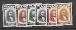 1944 MNH Iceland, Island, Mi 231-36 - Neufs