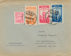 1948 RUMANIA / ROMANIA , SOBRE CIRCULADO , ARAD - SAARBRÜCKEN , SERIE CONSTITUCIÓN - Cartas & Documentos