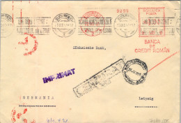 1941 RUMANIA / ROMANIA , SOBRE CIRCULADO , BUCAREST - LEIPZIG , CENSURA , BANCA DE CREDIT ROMAN , BANK , FR. MECÁNICO - Brieven En Documenten