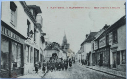 C. P. A. : 60 : NANTEUIL LE HAUDOUIN : Rue Charles Lemaire, "Boulangerie", Bourrellerie", Animé - Nanteuil-le-Haudouin