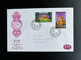 HONG KONG 1974 CIRCULATED FDC YEAR OF THE TIGER 08-01-1974 - FDC