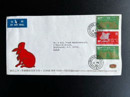 HONG KONG 1975 CIRCULATED FDC YEAR OF THE RABBIT 05-02-1975 (DAMAGED) - FDC