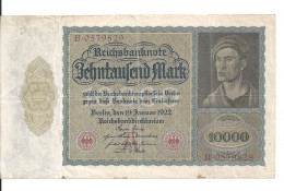 ALLEMAGNE 10000 MARK 1922 VF P 70 - 10000 Mark