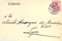 France Allemagne Germany Carte Commerciale Baumann älter & Cie Mech. Seidenstoffweberei Sulz Soultz 1910 + Mémo - Soultz
