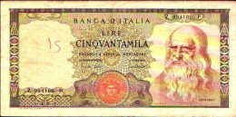 49484) BANCONOTA DA 50000 LIRE BANCA D'ITALIA LEONARDO DA VINCI 19/7/1970! - 50.000 Lire