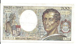 FRANCE 200 FRANCS 1981 VF P 155 A - 200 F 1981-1994 ''Montesquieu''