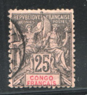 Congo Français  Groupe 25 Cent. Noir Sur Rose  Yv 19 - Used Stamps