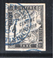 Taxe 1 Cent Des Colonis Générales Oblitéré Fort De France Martinique En Bleu - Strafport