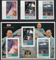 NIUE 1979 First Manned Moon Landing 10th Anniversary, IMPERFORATE Set Of 3 & M/S MNH - Ozeanien