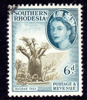 SOUTHERN RHODESIA - 1953 QEII DEFINITIVE 6d STAMP FINE USED SG 84 REF B - Southern Rhodesia (...-1964)