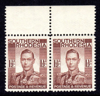 SOUTHERN RHODESIA - 1937 KGVI DEFINITIVE 1½d STAMP IN MARGINAL PAIR FINE MNH ** SG 42 X 2 - Southern Rhodesia (...-1964)