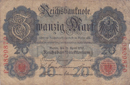 Allemagne - Billet De 20 Mark - 21 Avril 1910 - P40b - 20 Mark