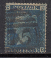 2d Blue Perf, Clear Cancellation Postmark, Great Britian QV Used, 1858> - Usati
