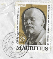 ILE MAURICE 1970  - LENINE SEUL SUR LETTRE DE L ILE MAURICE ( MAURITIUS )TIMBRE DE 1970 - PAS COMMUN, VOIR LES SCANNERS - Lenin