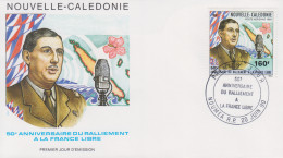 Enveloppe  FDC  1er  Jour   NOUVELLE  CALEDONIE    Ralliement  à  La  FRANCE  LIBRE      CHARLES  DE   GAULLE   1990 - FDC