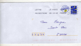 Enveloppe FRANCE Prêt à Poster Lettre Prioritaire Oblitération LA POSTE 03151A 05/10/2009 - PAP: Aufdrucke/Blaues Logo