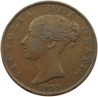 ISLE OF MAN HALFPENNY 1839 Victoria 1837-1901 #t065 0085 - Isle Of Man