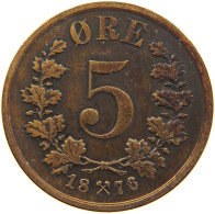 NORWAY 5 ÖRE 1876 Oscar II. (1872-1907) #c028 0281 - Norvège