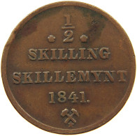 NORWAY 1/2 SKILLING 1841 Karl XIV. Johann (1818-1844) #c022 0247 - Norvège