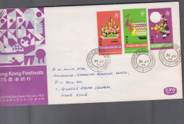 HONG KONG - 1975 - HONG KONG FESTIVALS SET OF 3 ON FDC,  SG CAT £12.50+ AS USED STAMPS - Cartas & Documentos