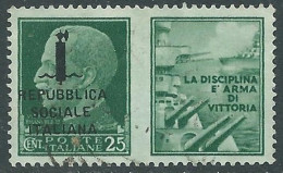 1944 RSI PROPAGANDA DI GUERRA USATO 25 CENT - RC13-5 - Oorlogspropaganda