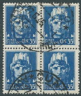 1945 LUOGOTENENZA USATO EFFIGIE 35 CENT QUARTINA - RC34-5 - Oblitérés