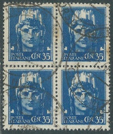 1945 LUOGOTENENZA USATO EFFIGIE 35 CENT QUARTINA - RC34-6 - Gebraucht